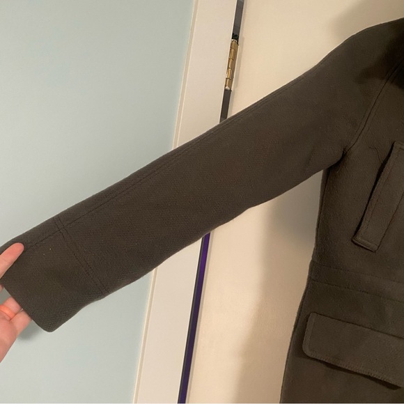 J. Crew Nello Gori Italian Stadium Cloth Coat Olive Green Wool Women’s 6 Classic - Picture 5 of 6